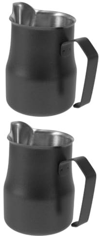 OSALADI 2piezas Vaso De Acero Inoxidable Para Espumar Leche Jarra De Café Para Latte Herramienta De Decoración De Café Taza De Metal Para Cappuccino y Espresso