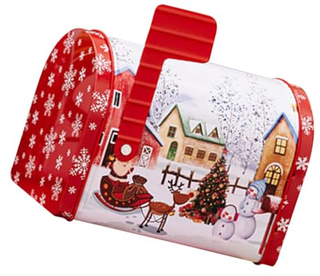 LALADEFIEE Scatola Di Natale Lattina Forma Di Cassetta Postale Per Biscotti e Dolciumi Decorativa e Pratica Per Regali e Festeggiamenti Natalizi Con Design Adorabile