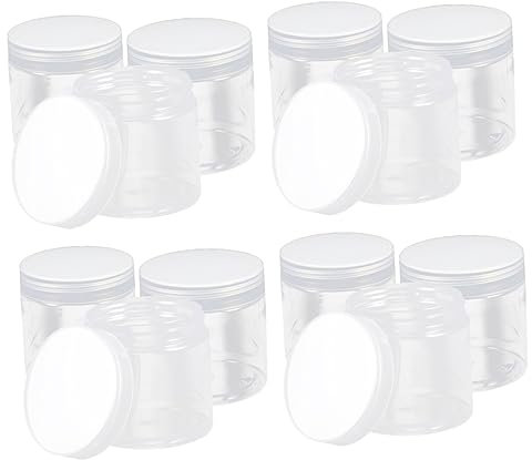 ULTECHNOVO 10pièces Bouteilles Plastique Rondes De Contenants Emballage Alimentaire avec Couvercle Hermétique pour Cuisine Rangement