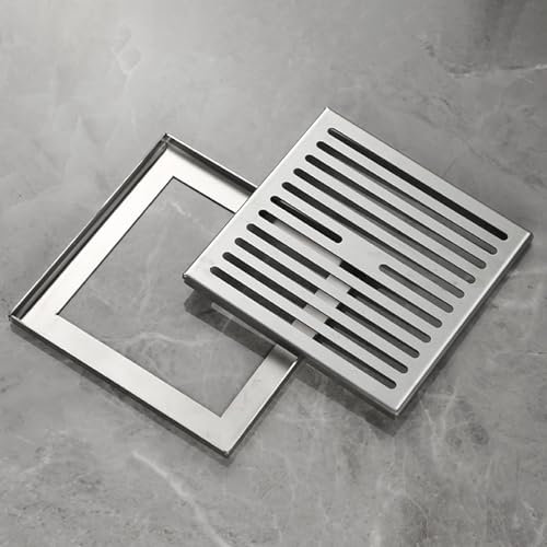 Quadratischer Gitterrost für Bodenrinne, mit Rahmen, für Betonboden, Hof, Garten, Terrasse, erhältlich in 1060 cm Größen, ideal für Dekoration und Entwässerung, 2 Stück