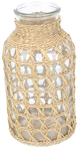 STOBAZA Vase Aus Gewebtem Rattanglas Einzigartiger Behälter Für Blumenarrangements Dauerhafte Schönheit