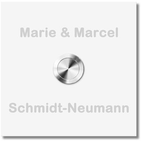MOCAVI Ring 186 Türklingel weiss personalisiert Klingelschild mit Edelstahl-Taster und Name, Aufputz-Klingel quadratisch (8,5 cm), Klingelplatte modern, Beschriftung, rostfrei, matt, weiß RAL 9003