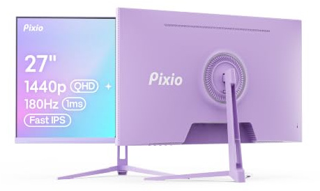 Pixio PX278 Wave Purple 27 inch 180Hz Refresh Rate Quad HD 1440p Resolution AMD FreeSync Fast IPS Panel 1ms GTG Response Time Built-in Speakers Gaming Monitor