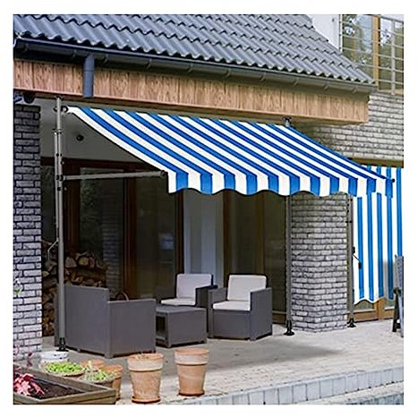 Store enrouleur à pince de 400 cm de large, sans perçage, protection UV, imperméable, réglable en hauteur, idéal pour terrasse (couleur : )