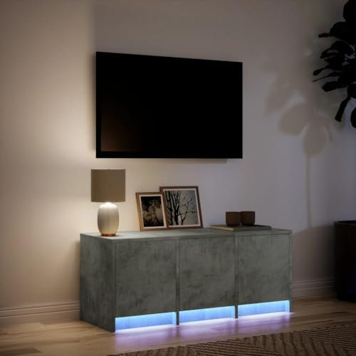 Festnight Meuble TV avec LED 97 cm Banc TV TV Table Télé Moderne Television Salon Meubles pour Audio/vidéo Meuble de Salon-Gris béton-97 cm