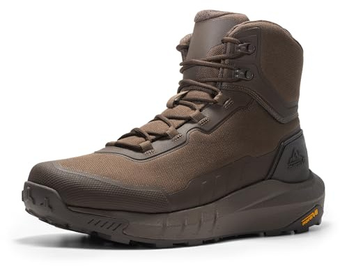 NORTIV 8 Men's Tactical Hiking Boot Lightweight Cushion Sole Boots for Work All Day Side Zipper Motorcycle Combat Military Boot Arch Support 8 Inches Terrascope,Size 9,Dark Brown,NMUMMT2503