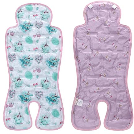Baby-Kühlkissen für Kinderwagen Doppelseitiges Universelles Sommer Babyschale Kinderwagen-Kühlmatte Kinderwagen-Sitzeinlage Für Buggy Und Autositze (Wal + Teetasse)