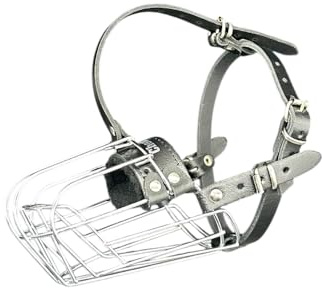 L&J Pets UK Metall-Maulkorb für Dackel und ähnliche kleine Hunde – Sicher, bequem und verstellbar (J1, Silber/Schwarz)