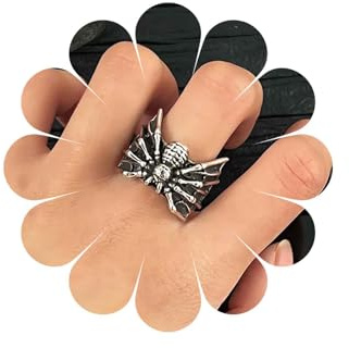 Inateannal Punk Amplia Araña Anillos De Plata Araña Nudillo Anillo Abierto Ajustable Dedo Anillos Declaración Gótico Animal Anillo De Joyería Para Las Mujeres
