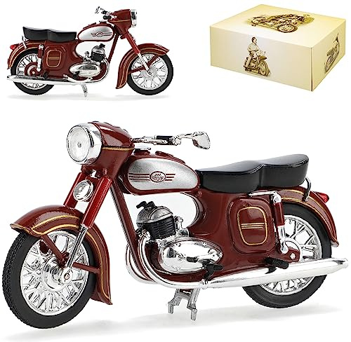 alles-meine.de GmbH Jawa 354-04 Rot Braun DDR Atlas Collection 1/24 Modellcarsonline Modell Motorrad mit individiuellem Wunschkennzeichen