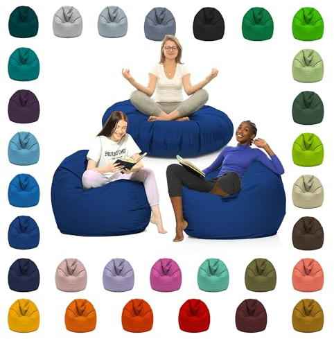 GlückBean 2in1 Sitzsack mit Füllung – XXL Bean Bag Indoor & Outdoor – Wasser & Schmutzabweisend, Ergonomisch & Wetterfest – für Kinder & Erwachsene zum Gaming & Relaxen (Blau, 130 cm Durchmesser)
