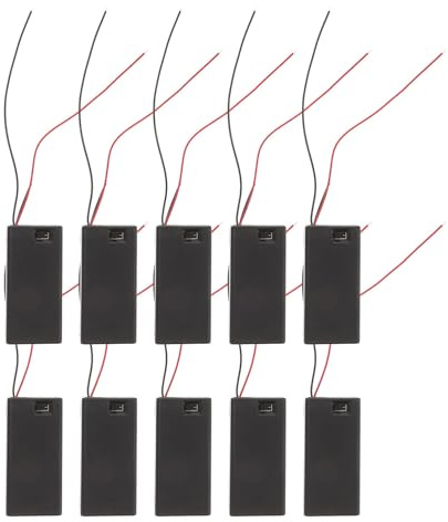 Garneck Boîtier pour Pile 9V 6F22 avec Couvercle et Interrupteur Support Câble Prêt à L’Emploi 10 Pièces Noir pour Bricolage Éclairage LED et Ventilateurs