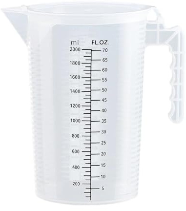 Vaso medidor de plástico transparente, jarra graduada for líquidos, recipiente de medición for cocina y repostería, 3 tamaños(2000ml)