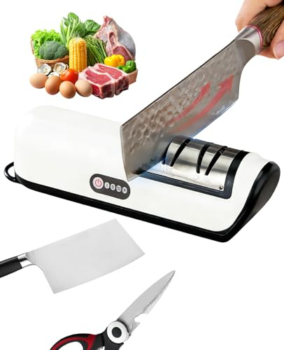 hommova Cordless Electric Knife Sharpener with 2 Speed Settings – Rechargeable Automatic Sharpening for Rough & Fine Edges, USB Powered for Kitchen Use