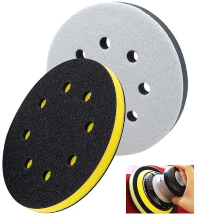 2PCS 5 Inch Orbital Sander Pads, 8 Hole Foam Interface Backing Pads | High Density Foam Sponge, Soft Firm Shock Absorbing Flexible, Hook Loop Cushion for Sanding Polishing Car Wood Metal Surfaces