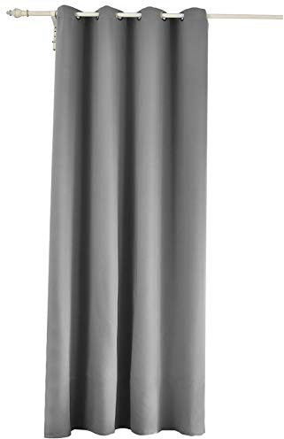 WOLTU Cortina Opaca con Ojales 1 Pieza Cortinas Térmicas Aislantes Moderna Decoración Ventanas para Dormotorio Habitacion Sala Salon 135x245 cm Gris Oscuro