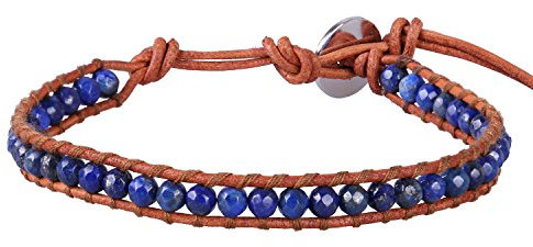 KELITCH Achat Perlen Strang Armbänder Leder Wickelarmband Handgemachte Manschette Verstellbares Armband Neu