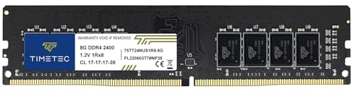 Timetec 8 Go DDR4 2400 MHz (PC4-2400T) PC4-19200 UDIMM pour PC de Bureau – Non ECC sans Tampon, 288 Broches, 1,2 V, CL17 Module de mémoire DIMM