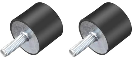 sourcing map Lot de 2 supports en caoutchouc filetés M6, isolateurs de vibrations, amortisseurs cylindriques avec goujons, 25 x 20 mm