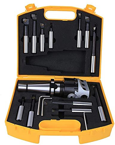 Bohrkopfsatz, Walfront Hochwertiges 40CR metrisches CNC-Fräswerkzeug Kit Set F1-18 75 mm Durchmesser mit Aufbewahrungsbox(NT40-F1-18-12PCS)