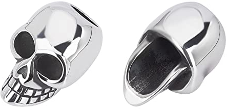 UNICRAFTALE 5Stk 304 Edelstahl Perlen 6.5mm Große Loch Totenkopf Perlen Skeleton Schädel Zwischenperlen Metall Abstandsperlen Haarperlen Für Halskette Armbänder Dekoration Schmuckherstellung