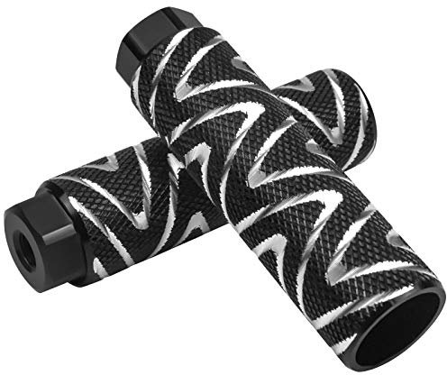 Chstarina 2Pcs BMX Fahrrad Pegs für Mountainbikes, Aluminiumlegierung Fußrasten Rutschfeste Stunt Pegs Fußpedal für 3/8 Zoll Achsen, Fahrradzubehör (Schwarz-1)