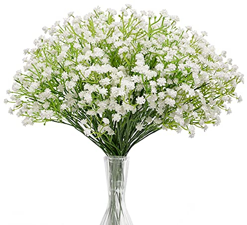 N&T NIETING Schleierkraut Künstliche Blumen, 10 Stück Schleierkraut Pflanzen Gypsophila Blumen für Hochzeit Brautsträuße Zuhause Basteln und Dekoration(Weiß)