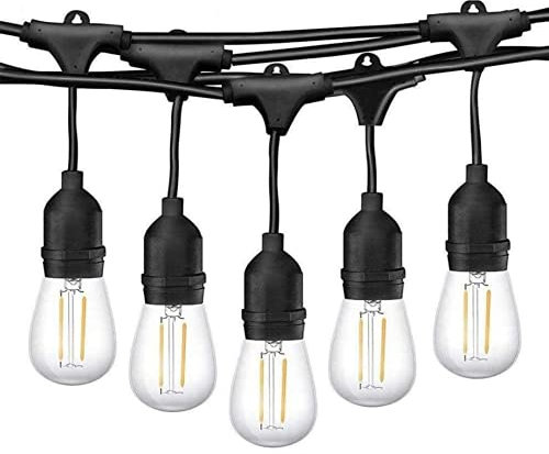 Damastoreitalia Catena luminosa da esterno catenaria 10 metri prolungabile con 10 portalampada E27 lampadine non incluse (Cavo nero 10 metri pendente)