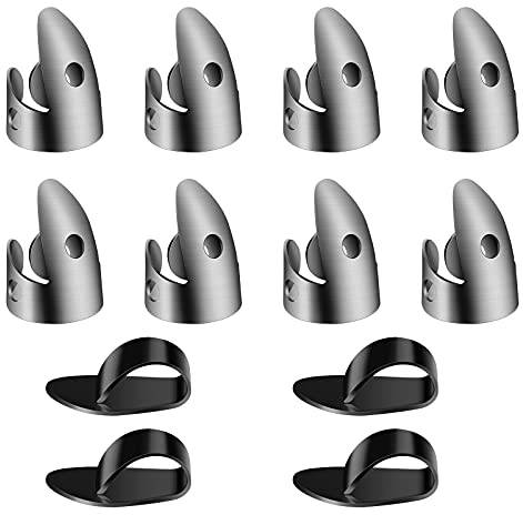 AIEX 12 Stück Einstellbares Finger Plektrum Daumen Picks Set Enthält 8 Stück Silberne Edelstahl Finger Picks und 4 Stück Kunststoff Daumen Picks für Gitarre Banjo Harp Bass