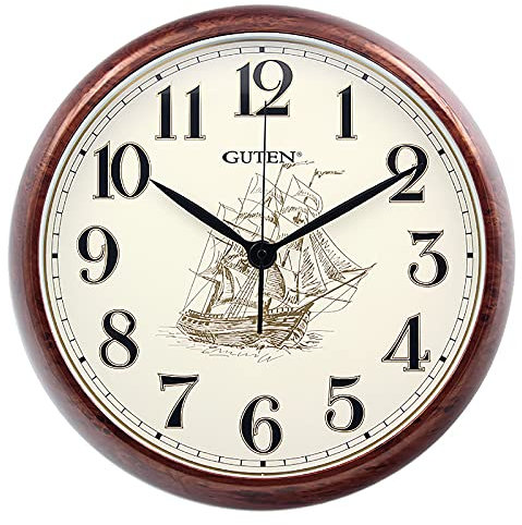 GETZ Horloge Murale Étanche ​IPX6, Horloge de Salle de Bain, Visage Acrylique, Horloges D'extérieur à Quartz Numériques Vintage Classiques pour Le Jardin, Horloge Extérieure à Piles