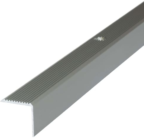 Dalsys Treppenkantenprofil 200cm x 30 x 30mm Champagner Aluminium | Kantenschutzprofil für Treppenstufen, rutschhemmend, Schraubmontage, Trittschutz