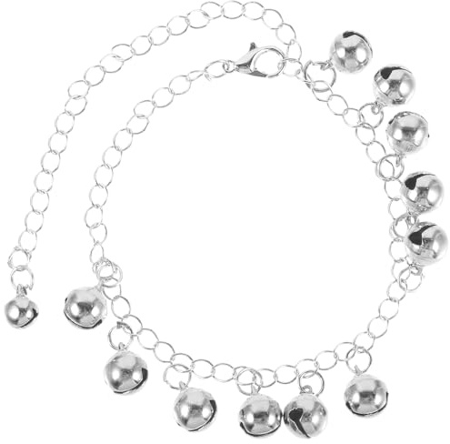 Holibanna Silver Chain Jingle Bell Anklet Adjustable Foot Bracelet with Bells Women S Festival Jewellery 7.87 in Casual Ankle Accessory