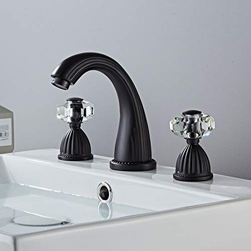 Waschtischarmatur Antik Bronze Waschbecken Wasserhahn 3 Loch Weit verbreitet Gold/Schwarz/Chrom Waschtischarmatur Heiß- und Kaltwasserhahn