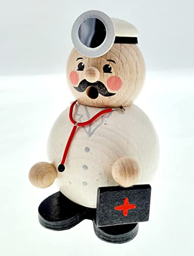 Rudolphs Schatzkiste Räuchermann Arzt mit Koffer BxHxT 8,5x12x8,5cm NEU Rauchen Rauchfigur Rauchmann Räucherfigur Räucherkerze Smoker Kerze Figur Mann Holz Seiffen Erzgebirge Holz Schnee Dekoration