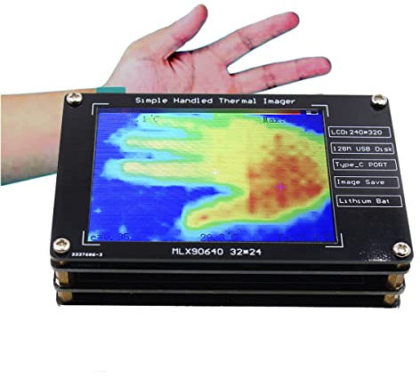 ZYWUOY Mlx90640 - Cámara de imágenes térmicas, 320 x 240 píxeles, pantalla LCD de 2.8 pulgadas, cámara térmica de mano simple, cámara de imágenes térmicas de -40 °C a 300 °C con carga USB-C, Mlx90640