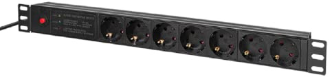 LogiLink Ciabatta elettrica 7 prese, 19 con filtro di rete, nero