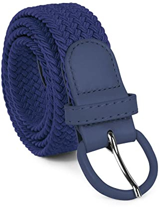 Beaface Elastiska bälten för män, herrbälten elastiska stretchbälten för män, elastiska vardagliga bälten för män jeans shortsbyxor, flätade vävda bälten, Marinblått Xsp, one size