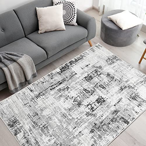 Vamcheer Teppich Wohnzimmer Kurzflor Moderner - Schlafzimmer Teppiche Flauschiger,Waschbar Boho Teppich,Teppiche Groß für Arbeitszimmer, Büro,Super Weich, Anti-Rutsch,160x230 cm Beige/Grau