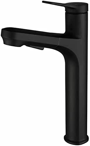 SXLSZ Wasserhahn Bad Ausziehbar Waschtischarmatur Hoch Waschtischarmatur mit Handbrause 2 Strahlarten Brause Waschbeckenarmatur Schwarz