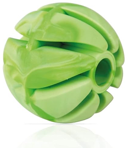 Bestlivings Pelota de juego para perros (verde) de 7 cm de diámetro, paquete de 4 pelotas de juego (100% TPE), para cuidado dental, juguete para perros, bola espiral para perros