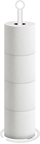 NearMoon Bad Toilettenpapierhalter Ständer, Freistehende Seidenpapier Aufbewahrung mit Reserve, Space Toilette 4 Rollen Halter für Badezimmer/Küche Arbeitsplatte - Ganzmetall, Weiß