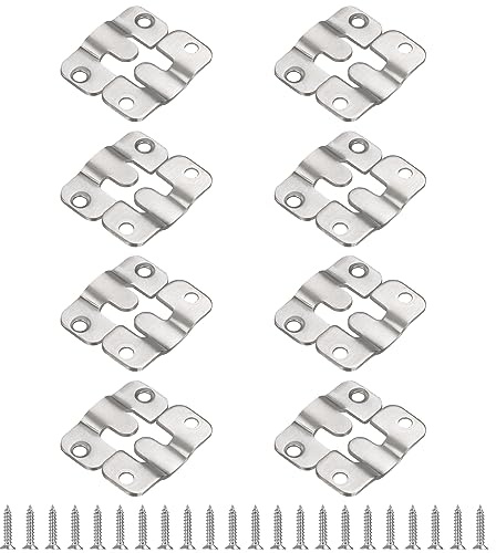 VIDETOL 48 Pcs Flush Mount Brackets Concealed, Stainless Steel Interlocking Picture Flush Mount Brackets , Heavy Duty Z Clip Bracket for Hanging Picture Frame Headboard Furniture Connector Hangers