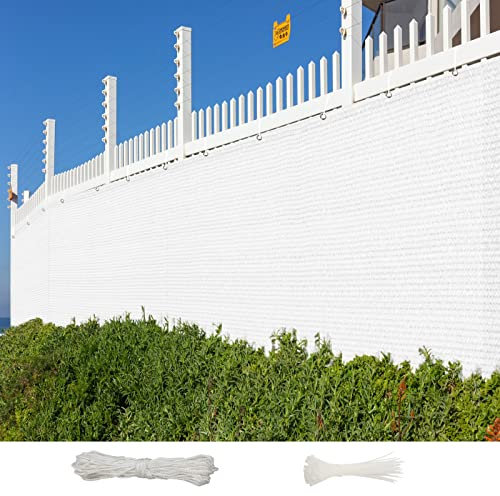 NINGBAI Sichtschutzmatte Sichtschutzzaun 105 x 700 cm Sichtschutz Windschutz Staubschutz Balkonumspannungen Sichtschutz mit Ösen Kabelbinder und Kordel für Gartenpartys im Freien, Weiß