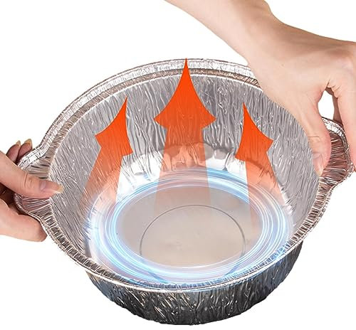 Joberio Teglie Rotonde in Carta stagnola,Teglie da Forno in Alluminio con coperchi | Fodere per friggitrice ad Aria Teglie da Forno in Alluminio, Vassoio per Grasso antigoccia Resistente alla griglia