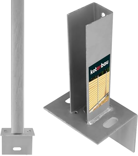 KOTARBAU® Pfostenträger für Zaunpfosten auf L-Randsteinen 60x40 mm Blech feuerverzinkt für Pfosten Typ U Pfostenträger L Form Bodenplatten für Zaunpfosten Aufschraubhülse Fence Winkel-Bodenplatten