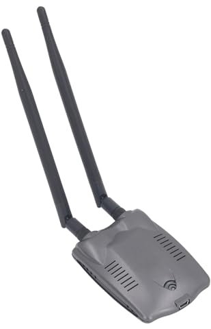 Adaptador Inalámbrico USB WiFi, Alta Potencia 2,4 GHz 300 Mbps Adaptador de Red USB Inalámbrico con Antenas Externas Duales, Adaptador de Red Inalámbrico para PC de Escritorio