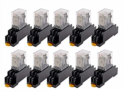 elektronischer Schalter 10Set Relais mit Sockel Spule Allgemeine DPDT Micro Mini Elektromagnetische Relais Schalter LED AC 110/220V DC 12/24V MY2NJ MY3NJ (Color : MY4NJ HH54P, Size : DC24V)