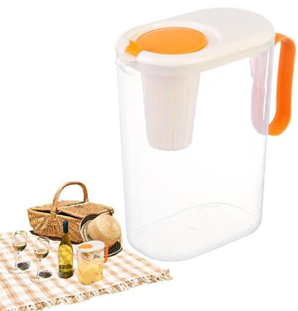 Aqua Wasserkrug für Kühlschranktür, 2 l, transparenter Wasserkrug, Saftkrug mit Deckel und Griff, großer Eisteekrug, Getränkebehälter für Milch, Wasser und mehr, 20,1 x 15 x 9,9 cm