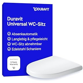 Duravit WC-Sitz Univavo, WC-Sitz D-shaped Compact, Klobrille mit doppelter Absenkautomatik, Toilettendeckel Quick Release für einfache Montage, Klodeckel made in EU, Edelstahlscharniere, Weiß