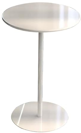 Bistrotisch, runder Stehtisch aus Metall – Esstisch – hoher Tisch – Freizeittisch für Bistro/Küche/Wohnzimmer/Cafeteria/Garten und Terrasse, Sofa-Beistelltisch | Weiß (Größe: 70 x 70 x 72 cm